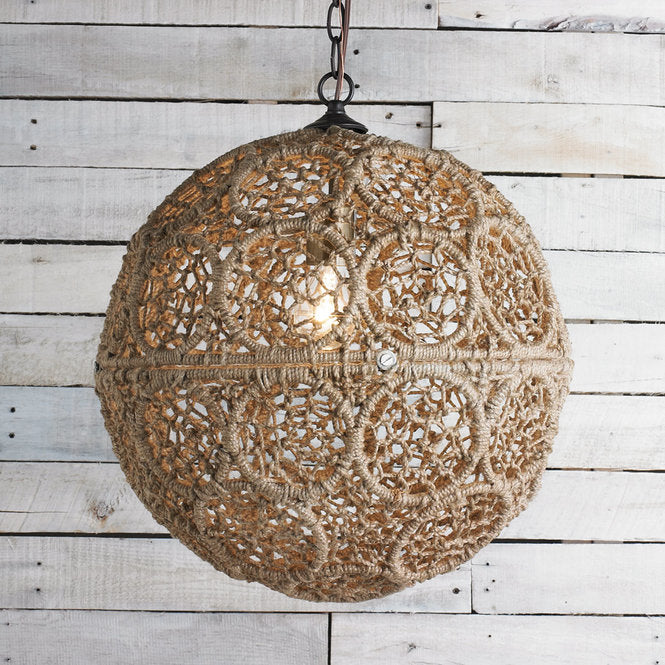 Macrame Jute Sphere Pendant Medium - F100-238