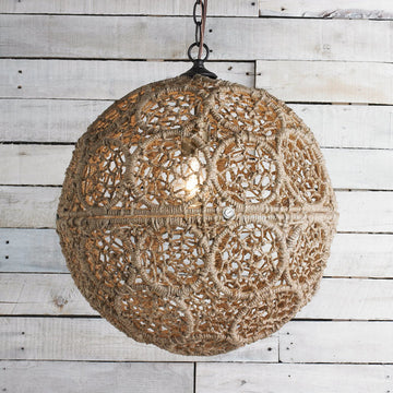 Macrame Jute Sphere Pendant Medium - F100-238