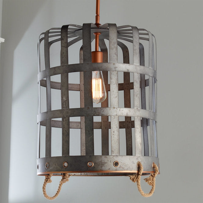 Metal Bushel Basket Pendant - F100-442