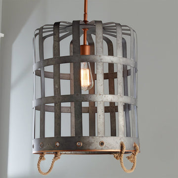 Metal Bushel Basket Pendant - F100-442