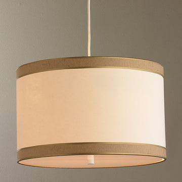 Metallic Trimmed Drum Shade Pendant Light - F100-453