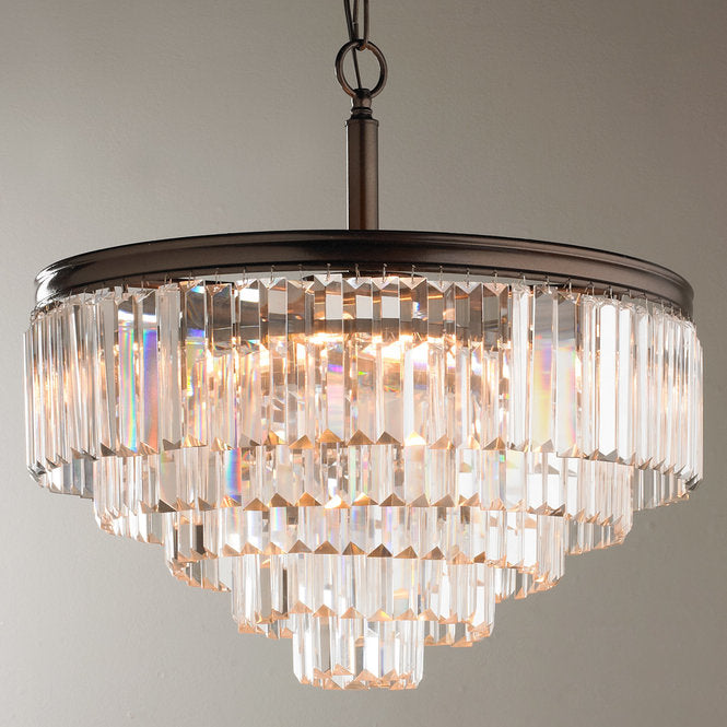 Modern Faceted Glass Layered Chandelier Convertible - F100-307