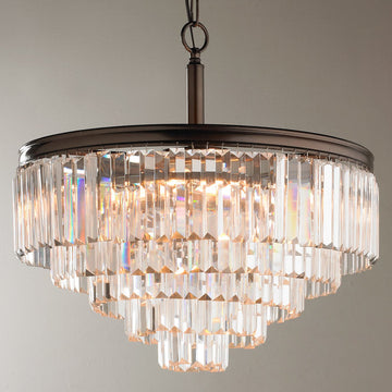 Modern Faceted Glass Layered Chandelier Convertible - F100-307