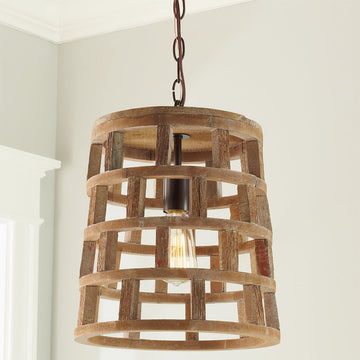 Modernist Rustic Wood Pendant - F100-557