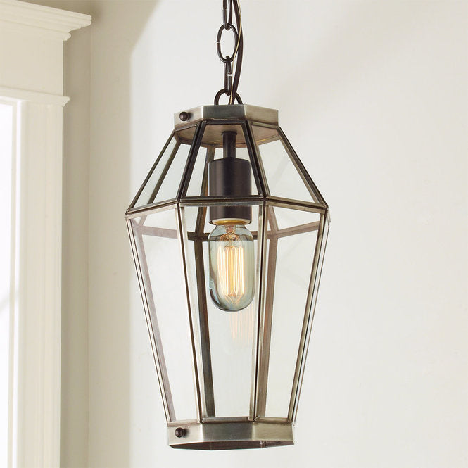 Octagon Metal And Glass Pendant - F100-586