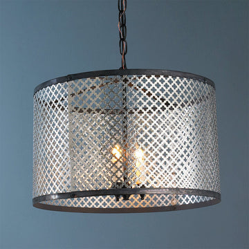Radiator Screen Drum Shade Pendant Light - F100-383