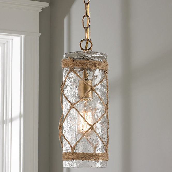 Rope And Glass Cylinder Pendant - F100-270