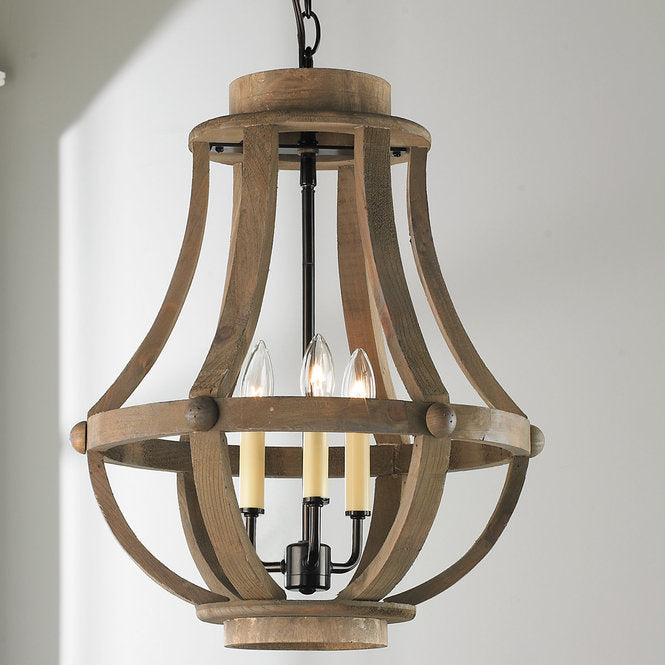 Rustic Wood Basket Lantern - Small - F100-183