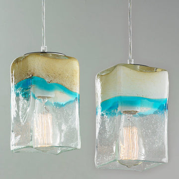 Sand And Turquoise Square Pendant Light - F100-150