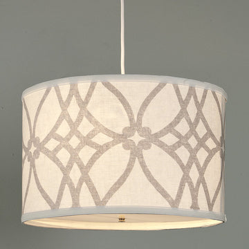Trellis Linen Drum Shade Pendant - F100-303