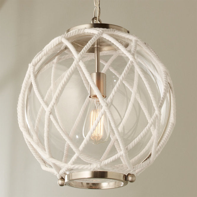 White Rope Globe Pendant - F100-198