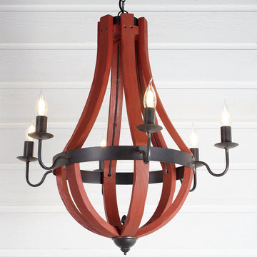 Wooden Wine Barrel Stave Chandelier - F100-121